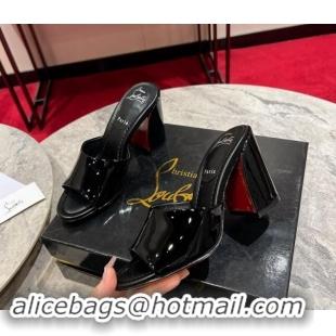 Good Looking Christian Louboutin Jane Heel Slides Sandal 8.5cm in Patent Leather Black 702009