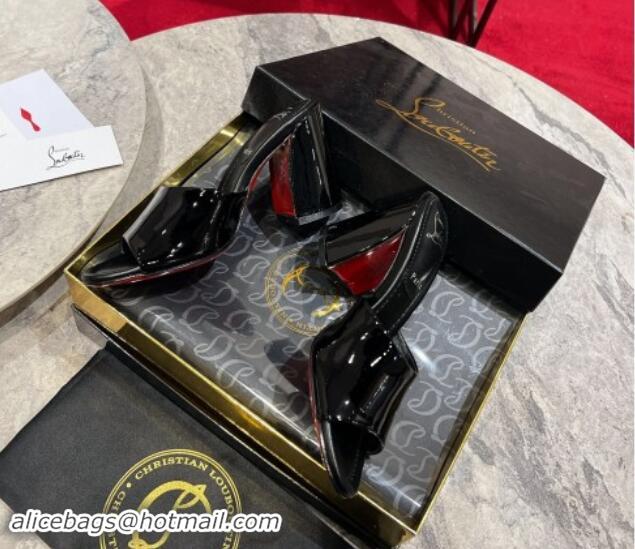 Good Looking Christian Louboutin Jane Heel Slides Sandal 8.5cm in Patent Leather Black 702009