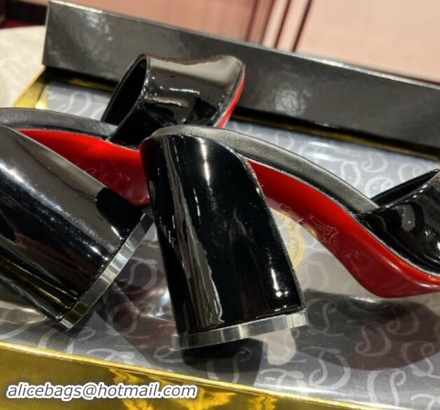 Good Looking Christian Louboutin Jane Heel Slides Sandal 8.5cm in Patent Leather Black 702009