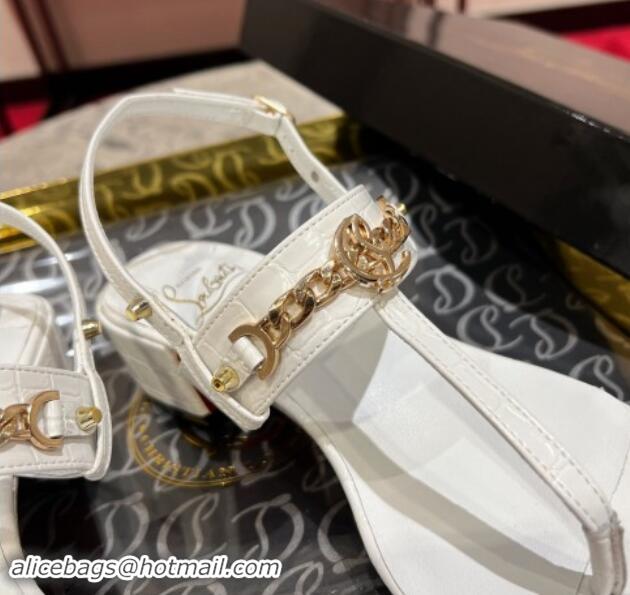 Durable Christian Louboutin MJ Leather Heel Thong Sandals 4.5cm White 904104