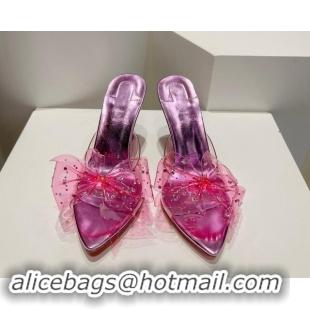 Good Quality Christian Louboutin TPU Heel Slides Sandal with Bow 8.5cm Pink 904115