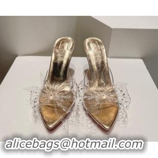 Purchase Christian Louboutin TPU Heel Slides Sandal with Bow 8.5cm Gold 904116