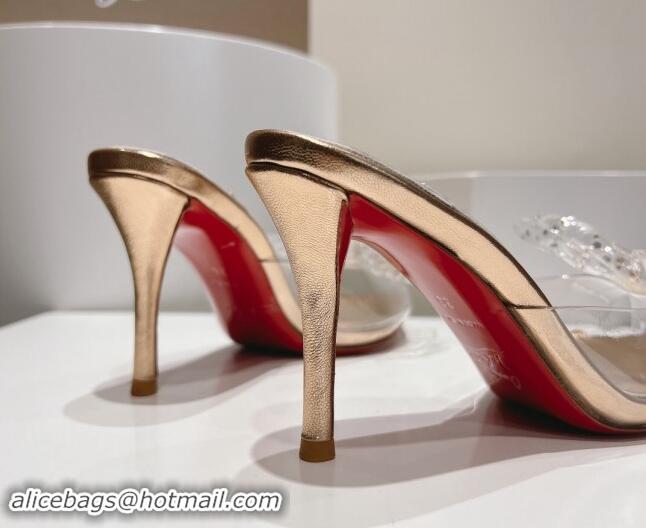 Purchase Christian Louboutin TPU Heel Slides Sandal with Bow 8.5cm Gold 904116