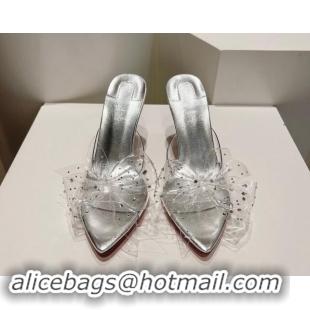 Low Cost Christian Louboutin TPU Heel Slides Sandal with Bow 8.5cm Silver 904117