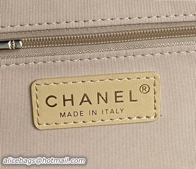 Best Price Chanel Shiny Crumpled Lambskin Vanity Case Bag with Pockets AS5222 Light Yellow 2024