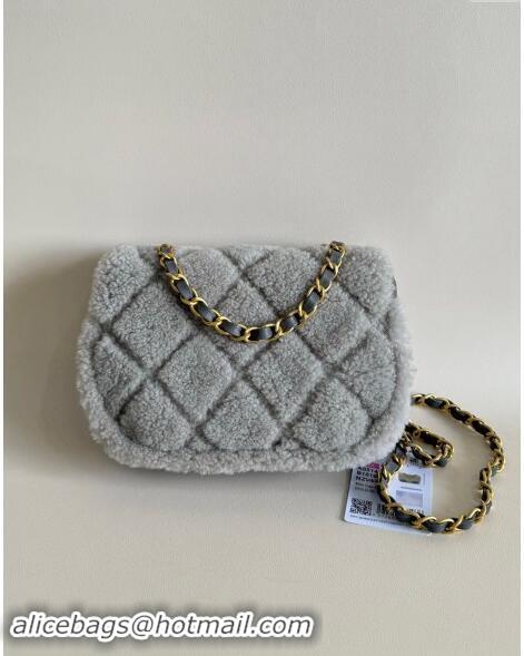 Good Product Chanel Shearling Lambskin Mini Flap Bag AS5148 Grey 2024 TOP