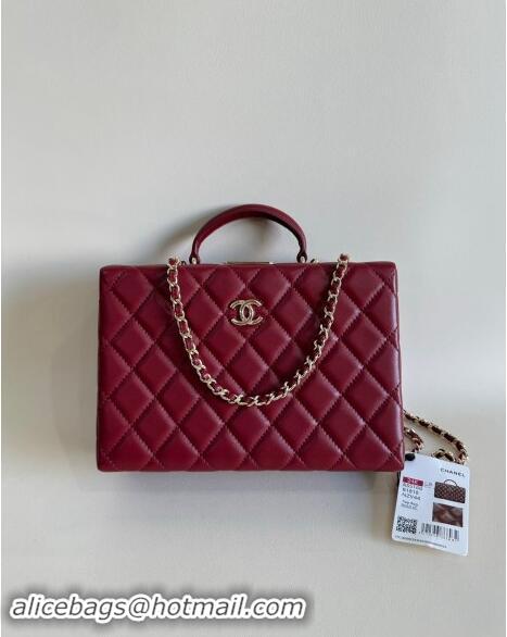 Top Grade Chanel Quilted Lambskin Box Bag AS5168 Dark Burgundy 2024 TOP