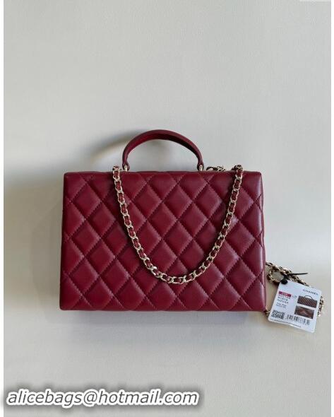 Top Grade Chanel Quilted Lambskin Box Bag AS5168 Dark Burgundy 2024 TOP