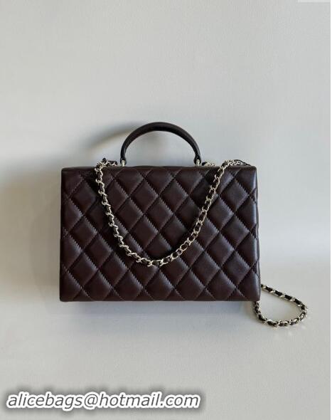 Top Design Chanel Quilted Lambskin Box Bag AS5168 Dark Brown 2024 TOP