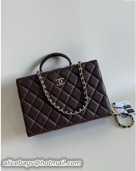 Top Design Chanel Quilted Lambskin Box Bag AS5168 Dark Brown 2024 TOP