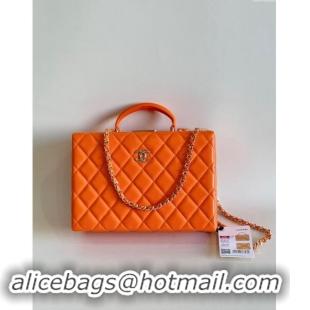 Buy Discount Chanel Quilted Lambskin Box Bag AS5168 Orange 2024 TOP