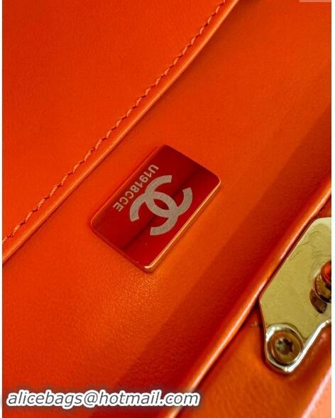 Buy Discount Chanel Quilted Lambskin Box Bag AS5168 Orange 2024 TOP