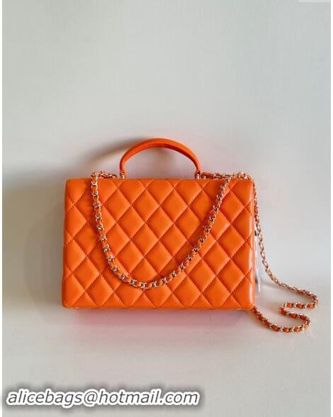 Buy Discount Chanel Quilted Lambskin Box Bag AS5168 Orange 2024 TOP