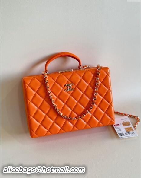 Buy Discount Chanel Quilted Lambskin Box Bag AS5168 Orange 2024 TOP