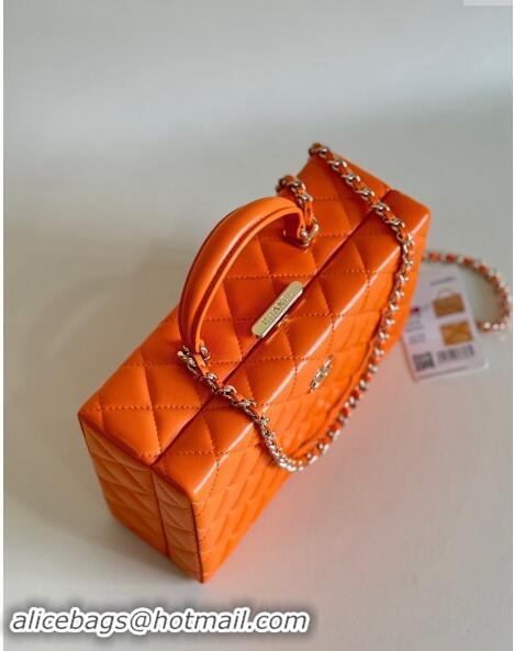 Buy Discount Chanel Quilted Lambskin Box Bag AS5168 Orange 2024 TOP