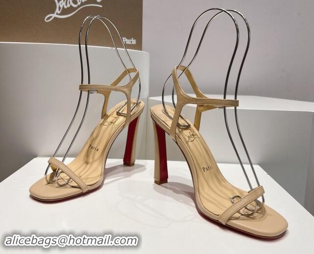 Super Christian Louboutin Condora Nappa Leather High Heel Sandals 9.5cm Beige 904120