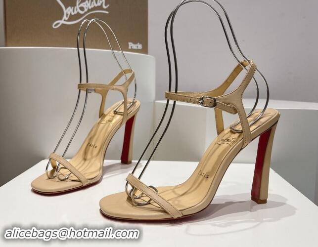 Super Christian Louboutin Condora Nappa Leather High Heel Sandals 9.5cm Beige 904120