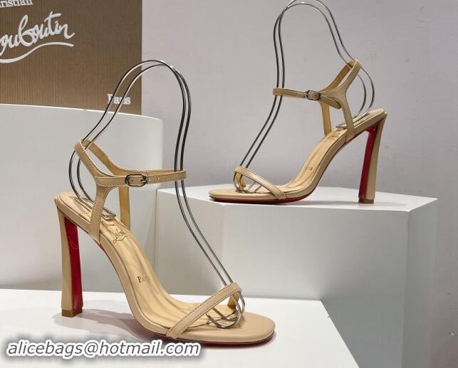 Super Christian Louboutin Condora Nappa Leather High Heel Sandals 9.5cm Beige 904120