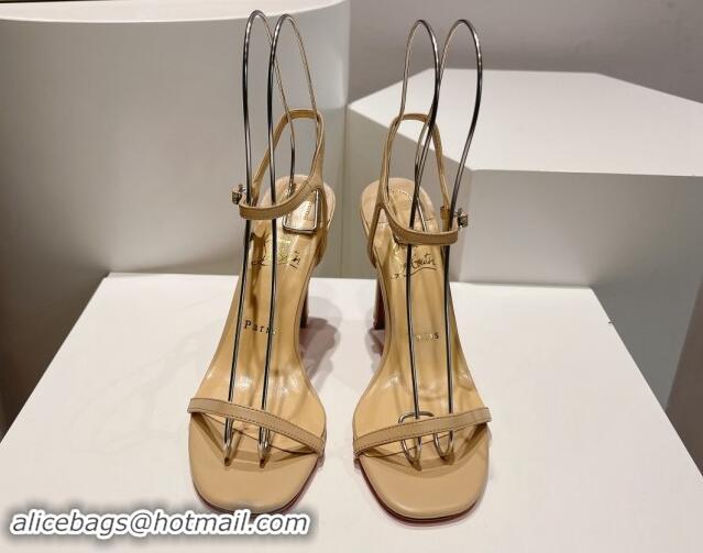 Super Christian Louboutin Condora Nappa Leather High Heel Sandals 9.5cm Beige 904120