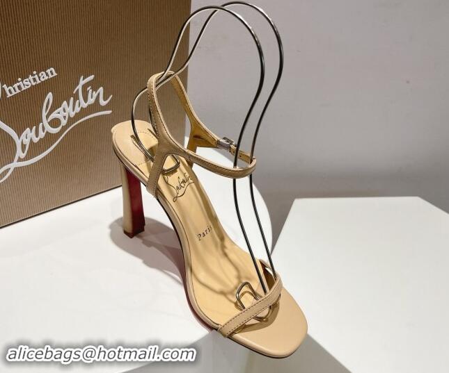 Super Christian Louboutin Condora Nappa Leather High Heel Sandals 9.5cm Beige 904120