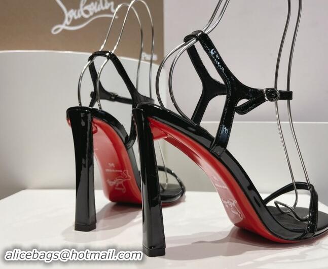 Unique Discount Christian Louboutin Condora Patent Leather High Heel Sandals 9.5cm Black 904121