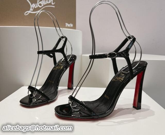 Unique Discount Christian Louboutin Condora Patent Leather High Heel Sandals 9.5cm Black 904121