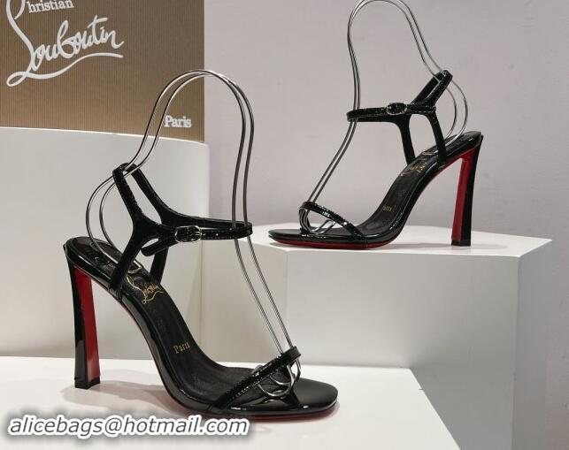 Unique Discount Christian Louboutin Condora Patent Leather High Heel Sandals 9.5cm Black 904121