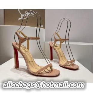 Feminine Christian Louboutin Condora Patent Leather High Heel Sandals 9.5cm Nude 904122