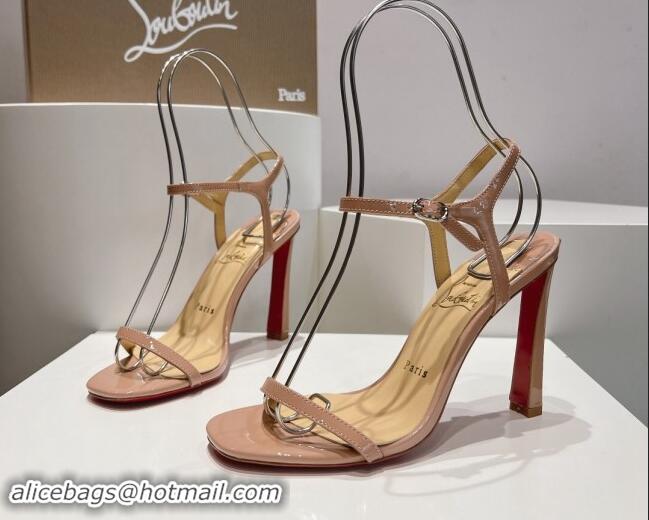 Feminine Christian Louboutin Condora Patent Leather High Heel Sandals 9.5cm Nude 904122