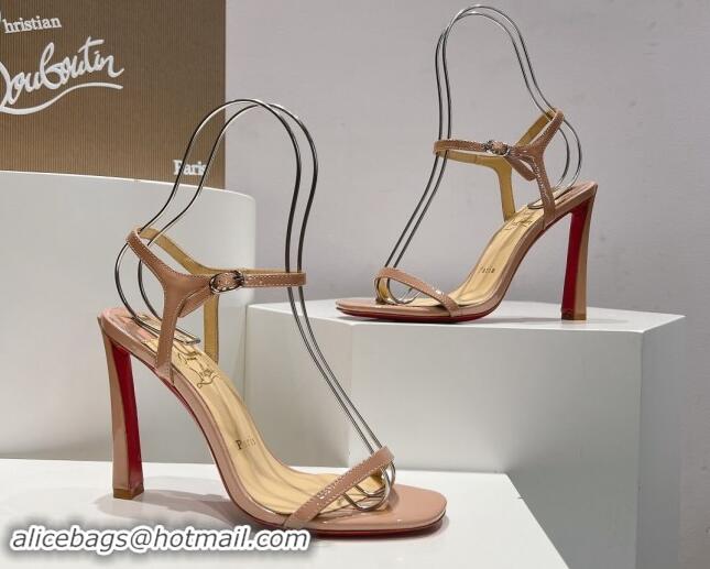 Feminine Christian Louboutin Condora Patent Leather High Heel Sandals 9.5cm Nude 904122