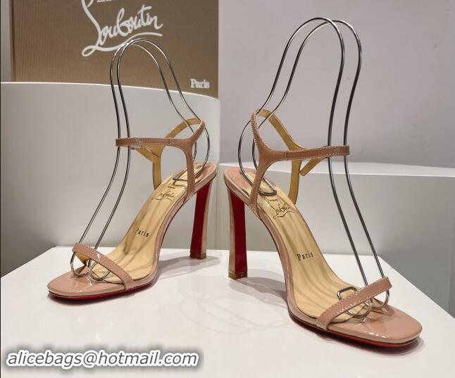 Feminine Christian Louboutin Condora Patent Leather High Heel Sandals 9.5cm Nude 904122