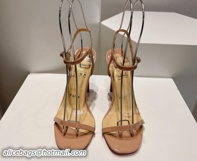 Feminine Christian Louboutin Condora Patent Leather High Heel Sandals 9.5cm Nude 904122