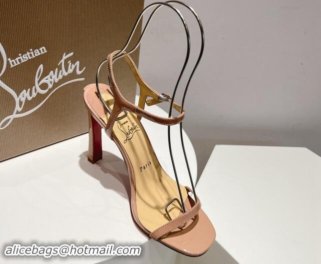 Feminine Christian Louboutin Condora Patent Leather High Heel Sandals 9.5cm Nude 904122