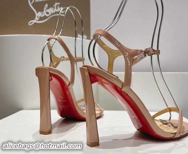 Feminine Christian Louboutin Condora Patent Leather High Heel Sandals 9.5cm Nude 904122