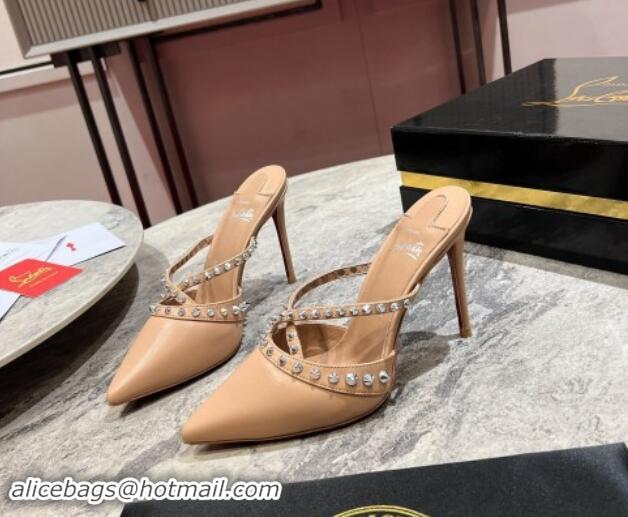 Good Product Christian Louboutin Tatoosh Spikes Mules Pumps 10cm in Lambskin Blush Nude 1011018