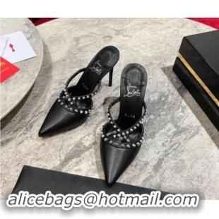 Trendy Design Christian Louboutin Tatoosh Spikes Mules Pumps 10cm in Lambskin Black 1011019