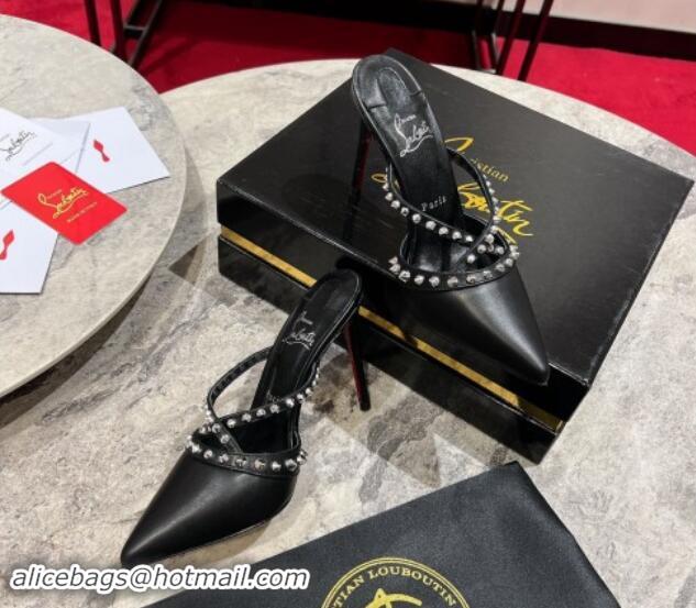 Trendy Design Christian Louboutin Tatoosh Spikes Mules Pumps 10cm in Lambskin Black 1011019