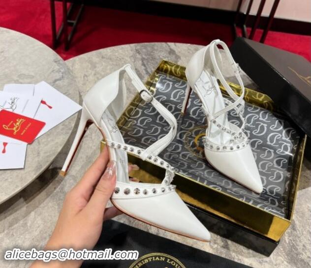 1:1 aaaaa Christian Louboutin Tatoosh Spikes Pumps 10cm in Lambskin Leather White 1011022