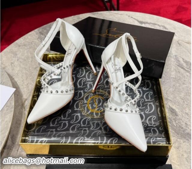 1:1 aaaaa Christian Louboutin Tatoosh Spikes Pumps 10cm in Lambskin Leather White 1011022