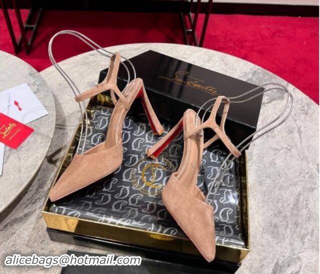 Classic Hot Christian Louboutin Condora Riviera Suede Pumps 10cm Nude 011028