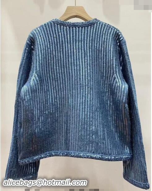 Luxury Discount Celine Sequins Jacket 1108 Blue 2024