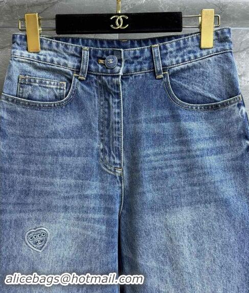 Top Grade Chanel Heart Denim Jeans Pants 1108 Blue 2024