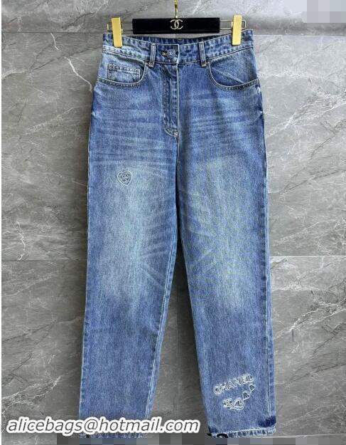 Top Grade Chanel Heart Denim Jeans Pants 1108 Blue 2024