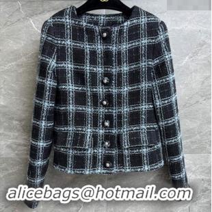 Super Quality Chanel Tweed Jacket 1108 Black/Blue 2024