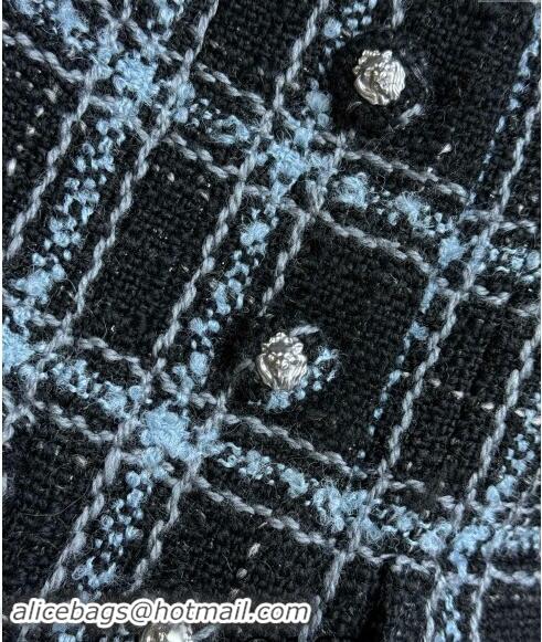 Super Quality Chanel Tweed Jacket 1108 Black/Blue 2024