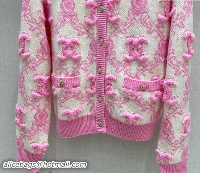 Famous Brand Chanel Raised CC Cardigan 1108 Pink 2024