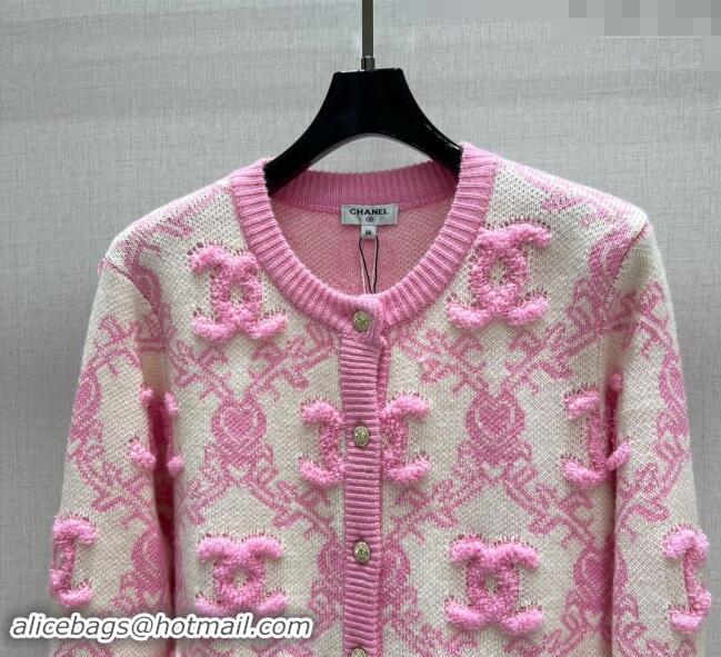 Famous Brand Chanel Raised CC Cardigan 1108 Pink 2024