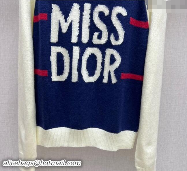 ​Top Grade Dior Miss Dior Sweater 1108 Navy Blue/White 2024