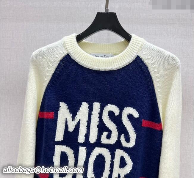 ​Top Grade Dior Miss Dior Sweater 1108 Navy Blue/White 2024