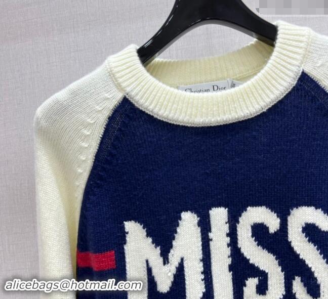 ​Top Grade Dior Miss Dior Sweater 1108 Navy Blue/White 2024